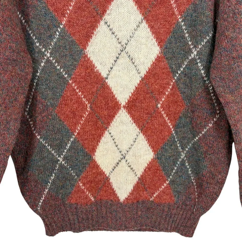 Lord Jeff Vintage Shetland Wool Argyle Sweater Size M Made in Ireland